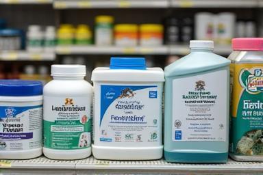 Pet health products on shelf